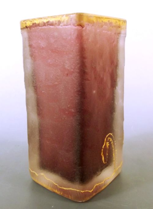 DAUM NANCY GILDED ACID CUT CAMEO GLASS POPPY VASE C1890 - ADDITIONAL PHOTO 2