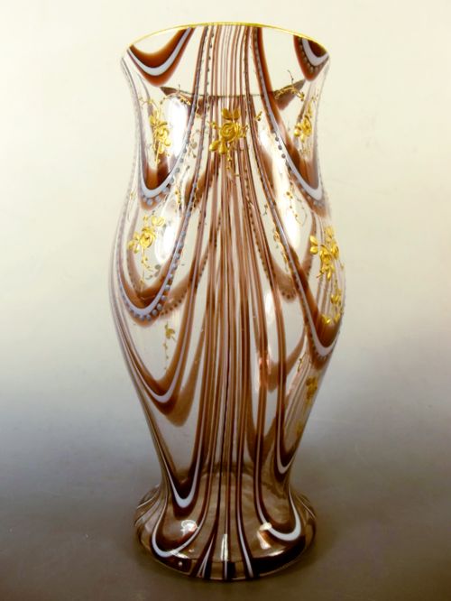 THOMAS WEBB FILAMENTOSA GLASS VASE JULES BARBE DECORATION - ADDITIONAL PHOTO 1