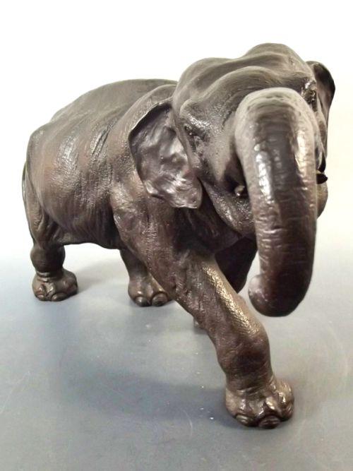 LARGE JAPANESE MEIJI PERIOD BRONZE ELEPHANT OKIMONO - ADDITIONAL PHOTO 3