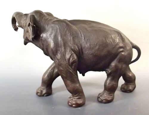 LARGE JAPANESE MEIJI PERIOD BRONZE ELEPHANT OKIMONO - ADDITIONAL PHOTO 4