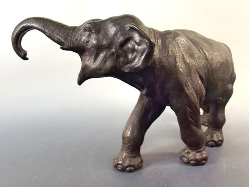 LARGE JAPANESE MEIJI PERIOD BRONZE ELEPHANT OKIMONO - ADDITIONAL PHOTO 5