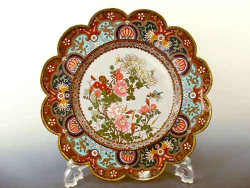 japanese meiji period cloisonne enamel lobed charger - CATEGORY: ANTIQUE MISCELLANEOUS - DATED 1890