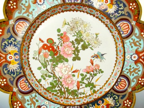 JAPANESE MEIJI PERIOD CLOISONNE ENAMEL LOBED CHARGER - ADDITIONAL PHOTO 1
