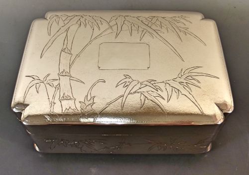 LARGE 19TH C CHINESE SILVER TRINKET BOX BY YOK SANG - ADDITIONAL PHOTO 1