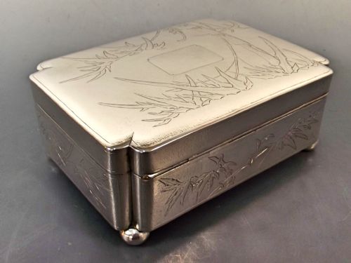 LARGE 19TH C CHINESE SILVER TRINKET BOX BY YOK SANG - ADDITIONAL PHOTO 4