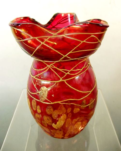 KRALIK ART NOUVEAU CRANBERRY GLASS VASE - ADDITIONAL PHOTO 1