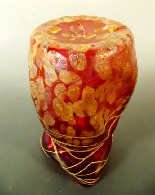 KRALIK ART NOUVEAU CRANBERRY GLASS VASE - ADDITIONAL PHOTO 4