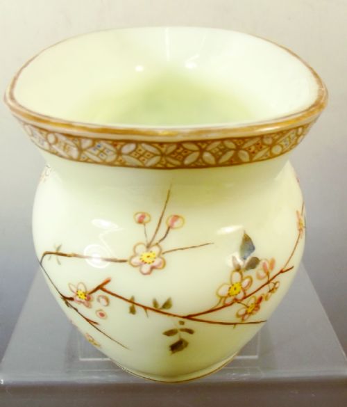 HARRACH OPAQUE GLASS VASE HAND ENAMELLED C1890 - ADDITIONAL PHOTO 1