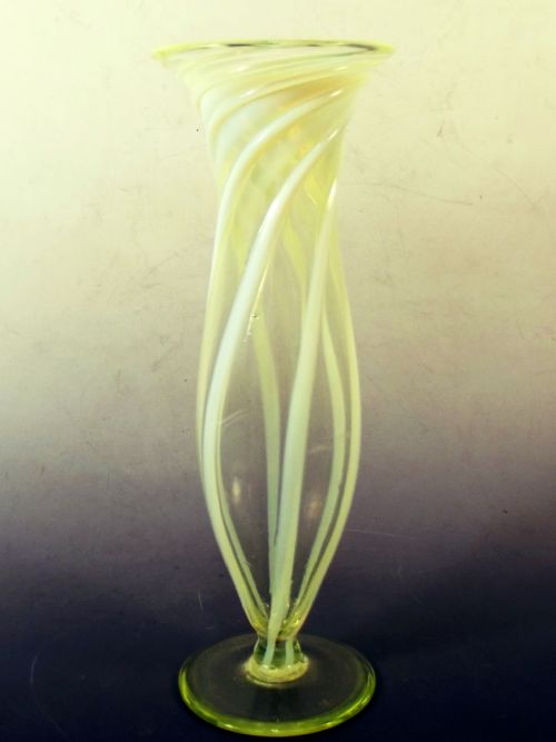 victorian straw opal uranium glass vase by powell - CATEGORY: ANTIQUE GLASS - DATED 1900
