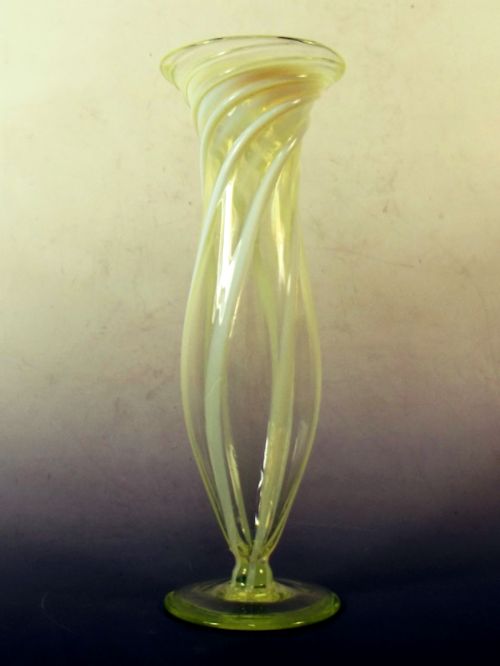 VICTORIAN STRAW OPAL URANIUM GLASS VASE BY POWELL - ADDITIONAL PHOTO 1