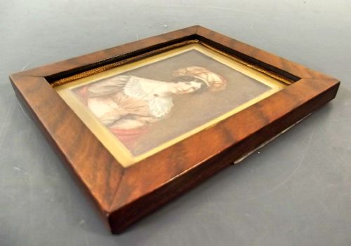 GEORGIAN MINIATURE PORTRAIT IN WOOD FRAME C1830 - ADDITIONAL PHOTO 2