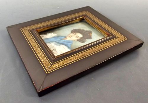 GEORGIAN MINIATURE PORTRAIT IN CHINESE LACQUER FRAME C1830 - ADDITIONAL PHOTO 3
