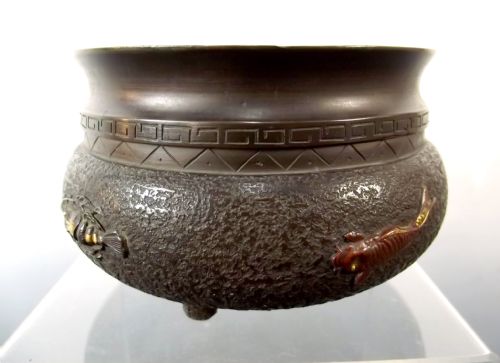 japanese meiji period onlaid bronze fish censor - CATEGORY: ANTIQUE METAL - DATED 1880