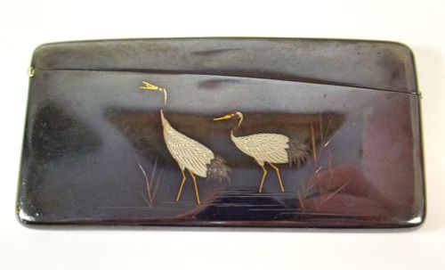 japanese meiji period shakudo inlaid card case signed - CATEGORY: ANTIQUE MISCELLANEOUS - DATED 1890