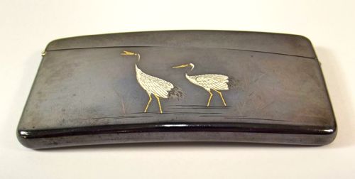 JAPANESE MEIJI PERIOD SHAKUDO INLAID CARD CASE SIGNED - ADDITIONAL PHOTO 1