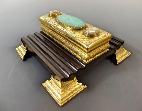 ORMOLU ROSEWOOD GRAND TOUR INKWELL C1840 - ADDITIONAL PHOTO 3
