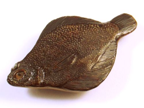 japanese meiji period lacquered wood sanddab netsuke - CATEGORY: ANTIQUE MISCELLANEOUS - DATED 1860