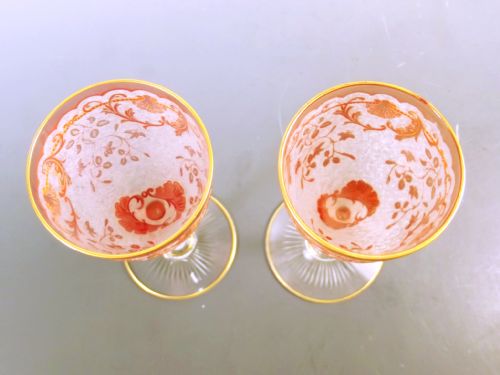 PAIR BACCARAT RED OVER CLEAR CAMEO CUT SHERRY GLASSES - ADDITIONAL PHOTO 5