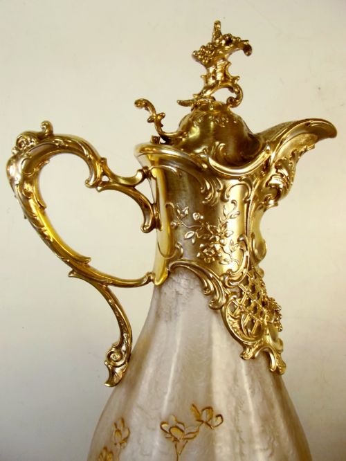 ACID ETCHED CAMEO GLASS CLARET JUG GERMAN SILVER MOUNT - ADDITIONAL PHOTO 5