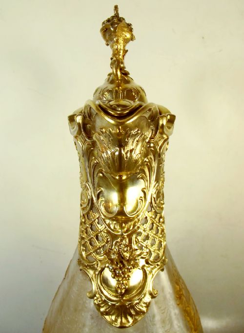 ACID ETCHED CAMEO GLASS CLARET JUG GERMAN SILVER MOUNT - ADDITIONAL PHOTO 6