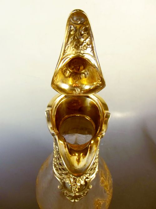 ACID ETCHED CAMEO GLASS CLARET JUG GERMAN SILVER MOUNT - ADDITIONAL PHOTO 7