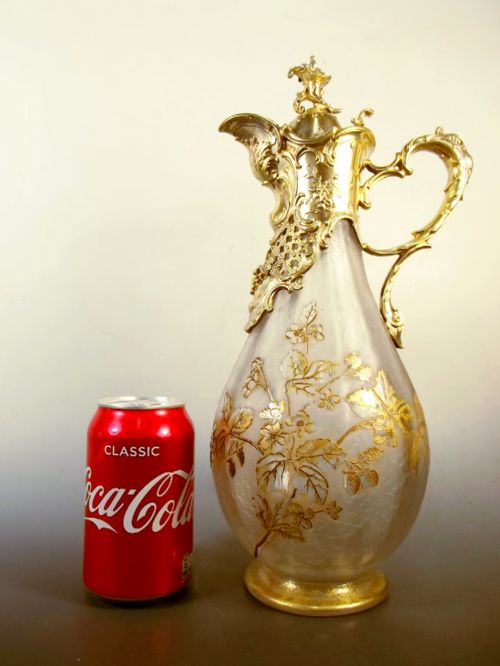 ACID ETCHED CAMEO GLASS CLARET JUG GERMAN SILVER MOUNT - ADDITIONAL PHOTO 10