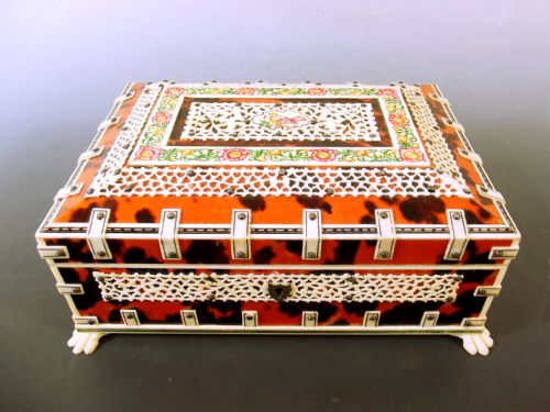 indian tortoiseshell and stainted ivory casket c1900 - CATEGORY: ANTIQUE BOXES - DATED 1900