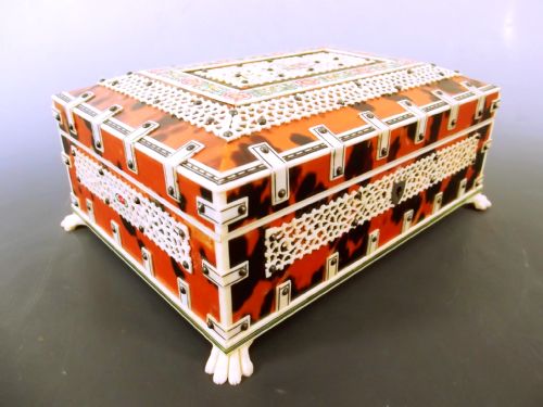 INDIAN TORTOISESHELL AND STAINTED IVORY CASKET C1900 - ADDITIONAL PHOTO 5