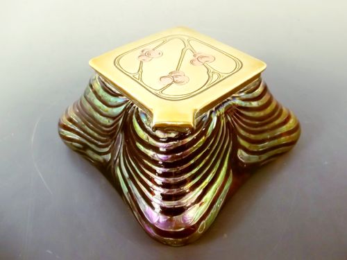 ART NOUVEAU JUGENDSTIL KRALIK GLASS INKWELL - ADDITIONAL PHOTO 1