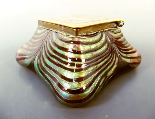 ART NOUVEAU JUGENDSTIL KRALIK GLASS INKWELL - ADDITIONAL PHOTO 4