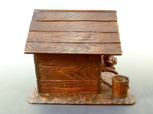 19TH C CARVED WOOD DOG IN KENNEL HUMIDOR BOX - ADDITIONAL PHOTO 2