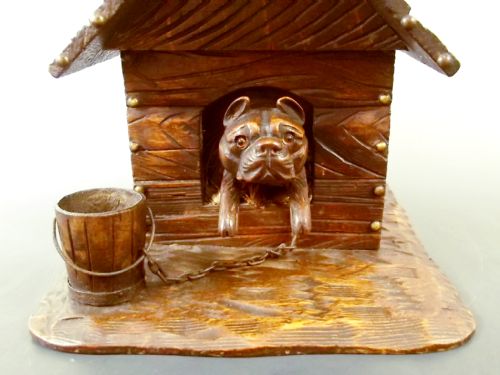 19TH C CARVED WOOD DOG IN KENNEL HUMIDOR BOX - ADDITIONAL PHOTO 5