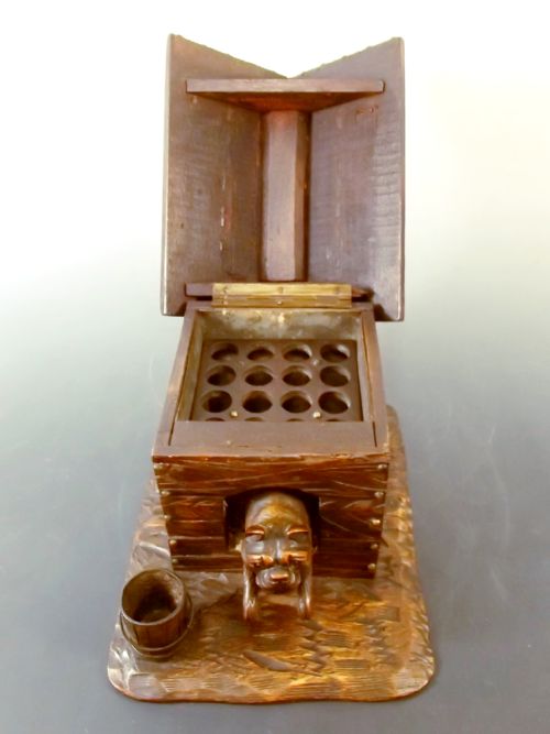 19TH C CARVED WOOD DOG IN KENNEL HUMIDOR BOX - ADDITIONAL PHOTO 7