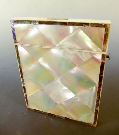 enwardian mother of pearl and abalone calling card case - CATEGORY: ANTIQUE MISCELLANEOUS - DATED 1890
