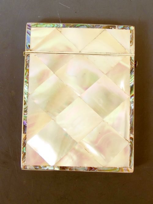 ENWARDIAN MOTHER OF PEARL AND ABALONE CALLING CARD CASE - ADDITIONAL PHOTO 1