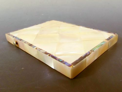 ENWARDIAN MOTHER OF PEARL AND ABALONE CALLING CARD CASE - ADDITIONAL PHOTO 3