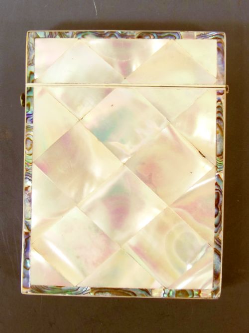 ENWARDIAN MOTHER OF PEARL AND ABALONE CALLING CARD CASE - ADDITIONAL PHOTO 4