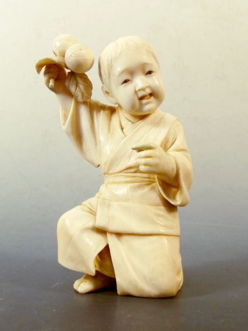 japanese meiji period tokyo school ivory okimono of a box - CATEGORY: ANTIQUE MISCELLANEOUS - DATED 1880