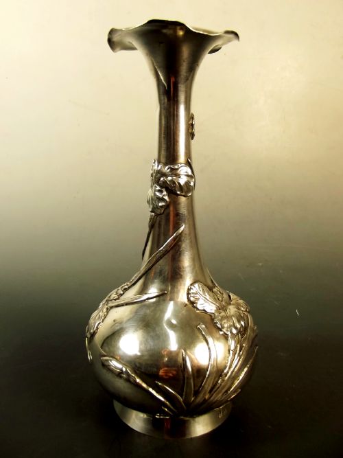 CHINESE ONLAID SILVER VASE C1900 - ADDITIONAL PHOTO 1