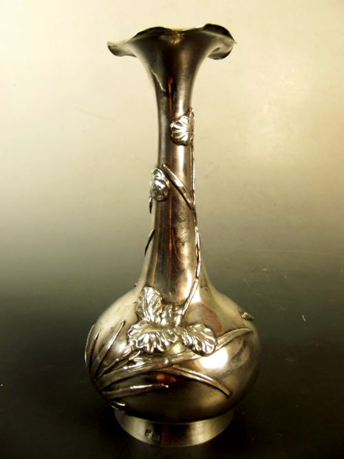 CHINESE ONLAID SILVER VASE C1900 - ADDITIONAL PHOTO 2