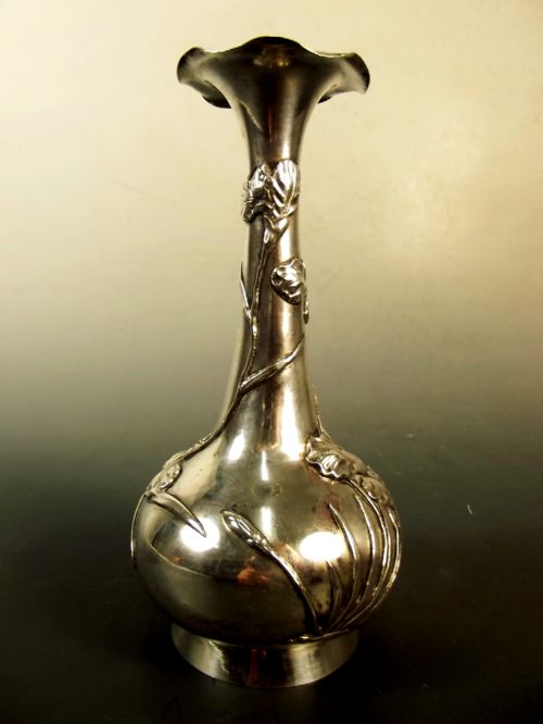 CHINESE ONLAID SILVER VASE C1900 - ADDITIONAL PHOTO 4