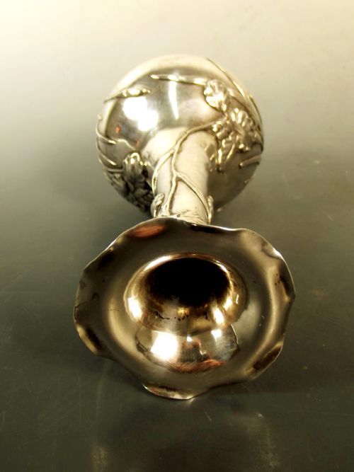 CHINESE ONLAID SILVER VASE C1900 - ADDITIONAL PHOTO 5