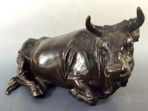 LARGE JAPANESE MEIJI PERIOD BRONZE OKIMONO RECUMBENT BULL - ADDITIONAL PHOTO 2
