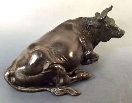 LARGE JAPANESE MEIJI PERIOD BRONZE OKIMONO RECUMBENT BULL - ADDITIONAL PHOTO 7