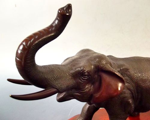 JAPANESE BRONZE ELEPHANT ON STAND BY GENRYUSAI SEIYA - ADDITIONAL PHOTO 3