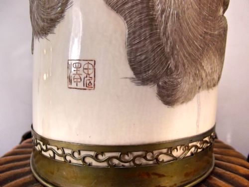 ENORMOUS JAPANESE MEIJI PERIOD CARVED TUSK VASE ON STAND - ADDITIONAL PHOTO 7