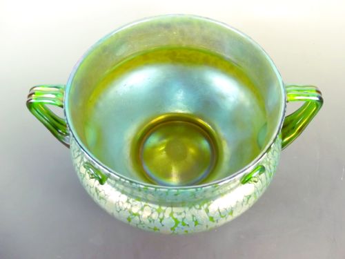 LARGE LOETZ CRETA PAPILLION BLUE ON GREEN BOWL - ADDITIONAL PHOTO 2