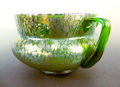 LARGE LOETZ CRETA PAPILLION BLUE ON GREEN BOWL - ADDITIONAL PHOTO 3