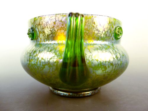 LARGE LOETZ CRETA PAPILLION BLUE ON GREEN BOWL - ADDITIONAL PHOTO 4