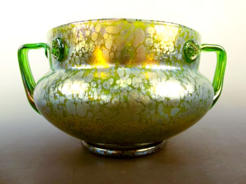 LARGE LOETZ CRETA PAPILLION BLUE ON GREEN BOWL - ADDITIONAL PHOTO 5